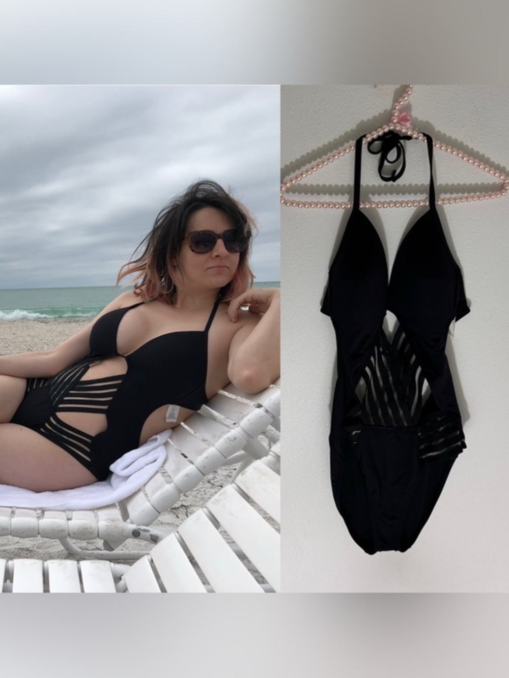Kenneth Cole black crisscross cutout 1 piece swimsuit size Medium